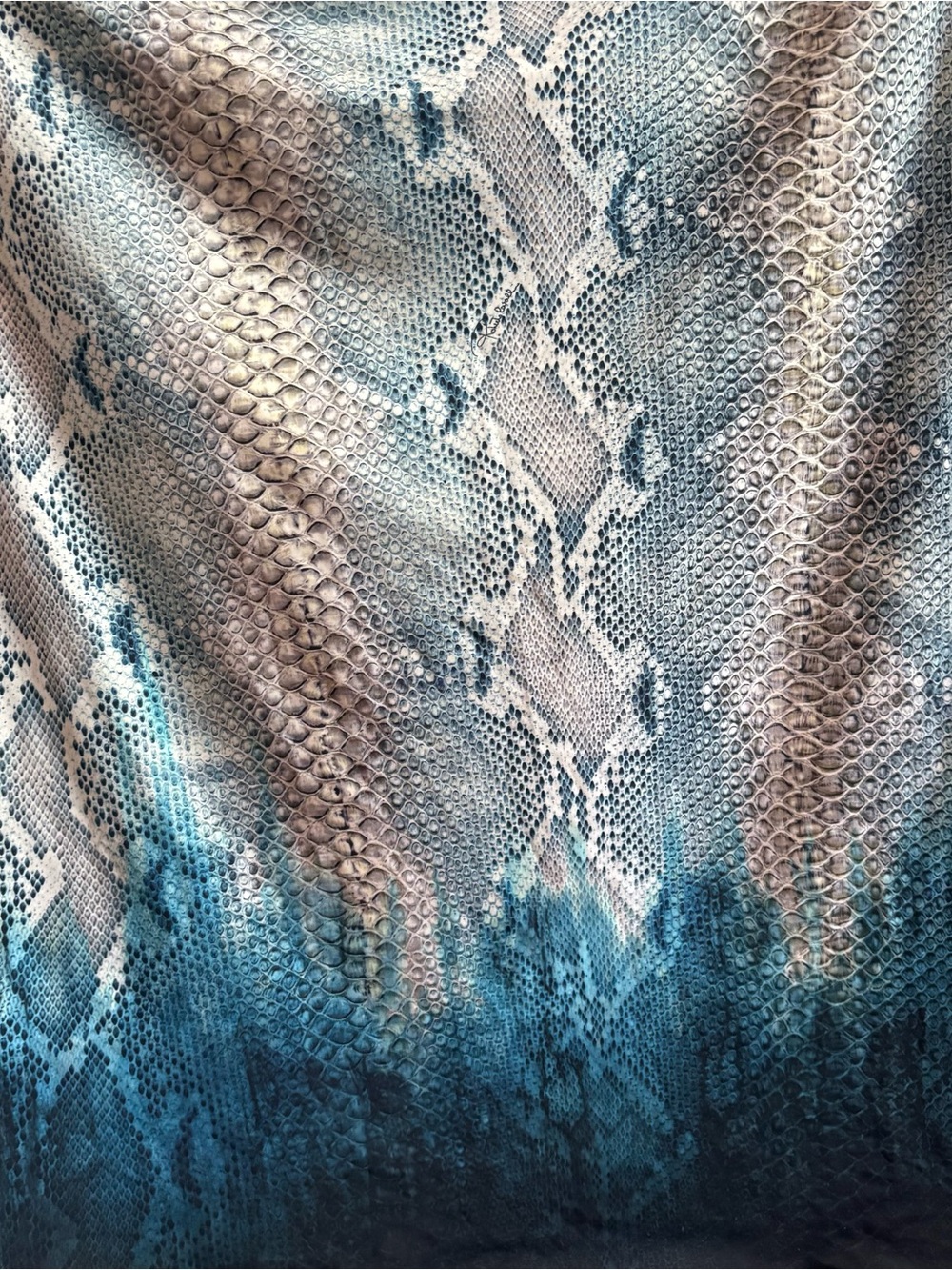 Roberto Cavalli Blue and Teal Snake-Print Evening Dress - Picture 11 of 11